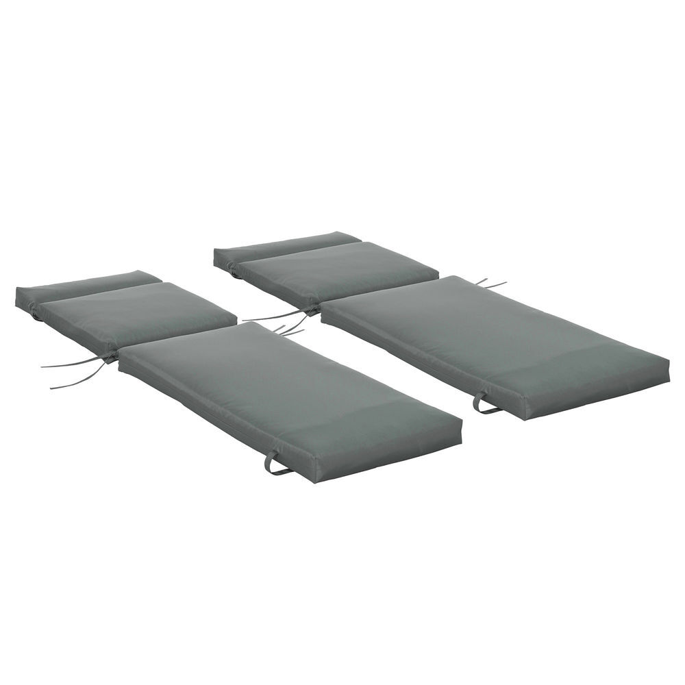 Outsunny conjunto de 2 almofadas para espreguiçadeira 196x55x8 cm almofada para espreguiçadeira acolchoada para jardim terraço pátio cinza