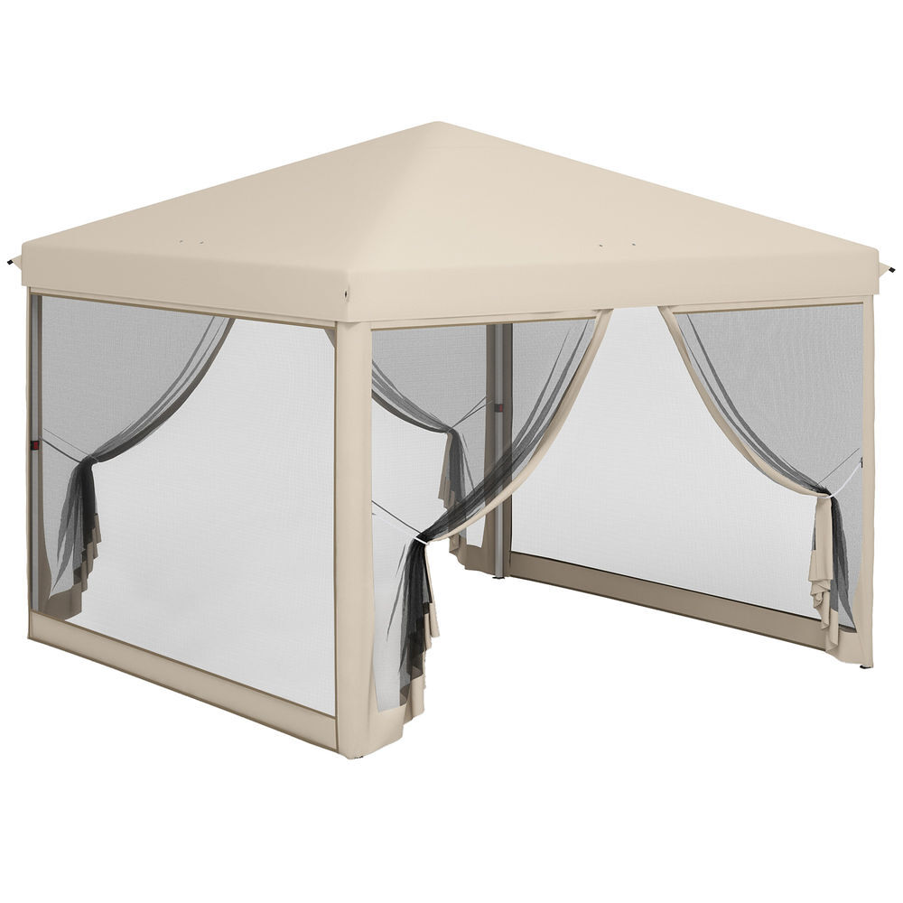 Outsunny tenda dobrável 3x3 para exterior tenda portátil de jardim com mosquiteiras bolsa de transporte estrutura de aço e tecido oxford resistente