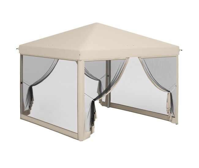 Outsunny tenda dobrável 3x3 para exterior tenda portátil de jardim com mosquiteiras bolsa de transporte estrutura de aço e tecido oxford resistente