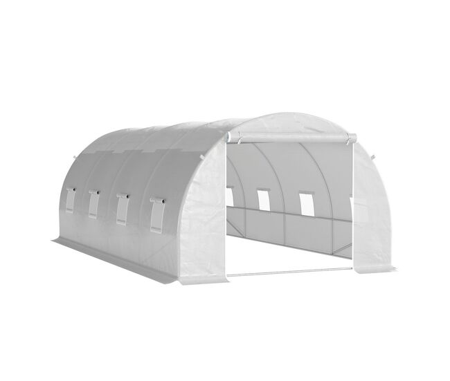 Outsunny estufa de túnel 6x3x2 m para terraço com 8 janelas, porta com fecho de correr, cobertura de polietileno 140 g/m² e estrutura de aço para