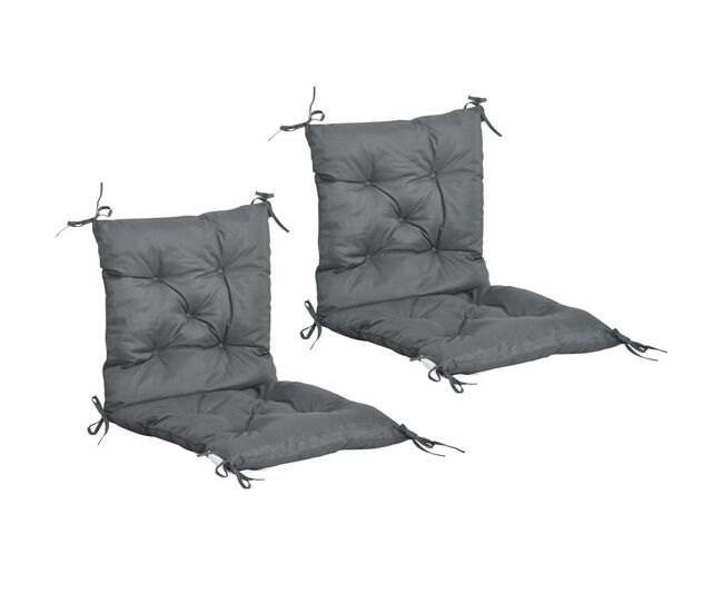 Outsunny conjunto de 2 almofadas de cadeira 50x98x8 cm almofadas de cadeira de exterior com encosto 6 cordões de fixação para jardim terraço varanda