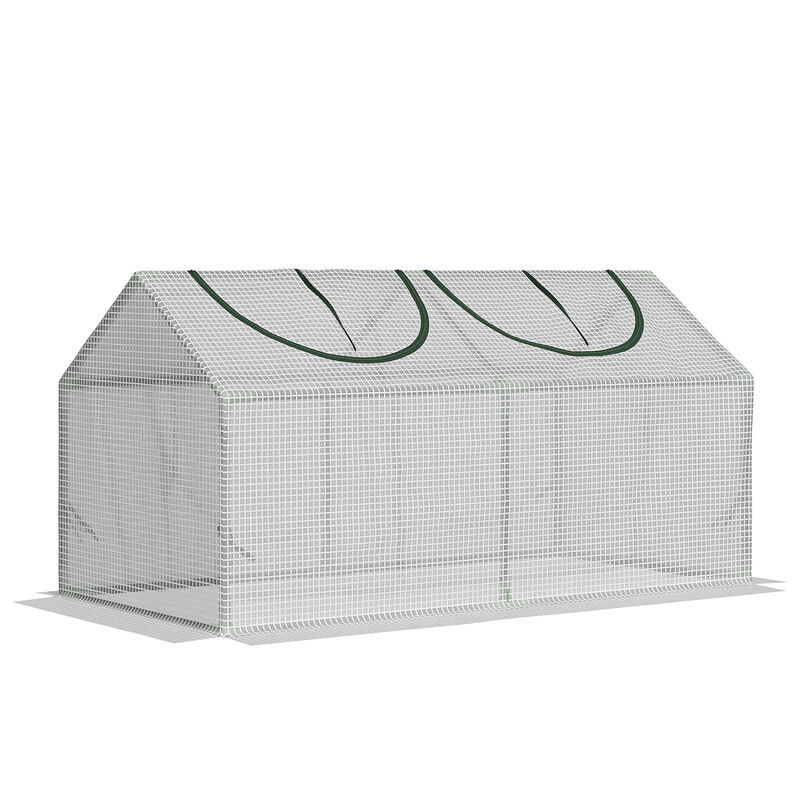 Outsunny estufa 119x60x60cm estufa de jardim com 2 janelas enroláveis para cultivo de plantas verduras flores branco translúcido