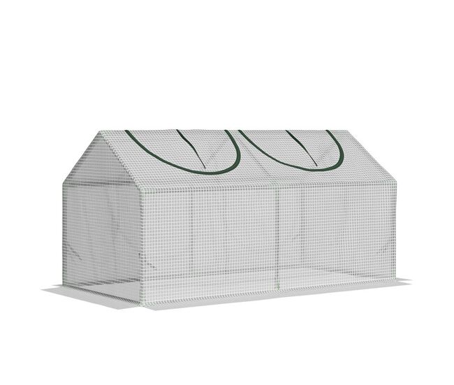 Outsunny estufa 119x60x60cm estufa de jardim com 2 janelas enroláveis para cultivo de plantas verduras flores branco translúcido