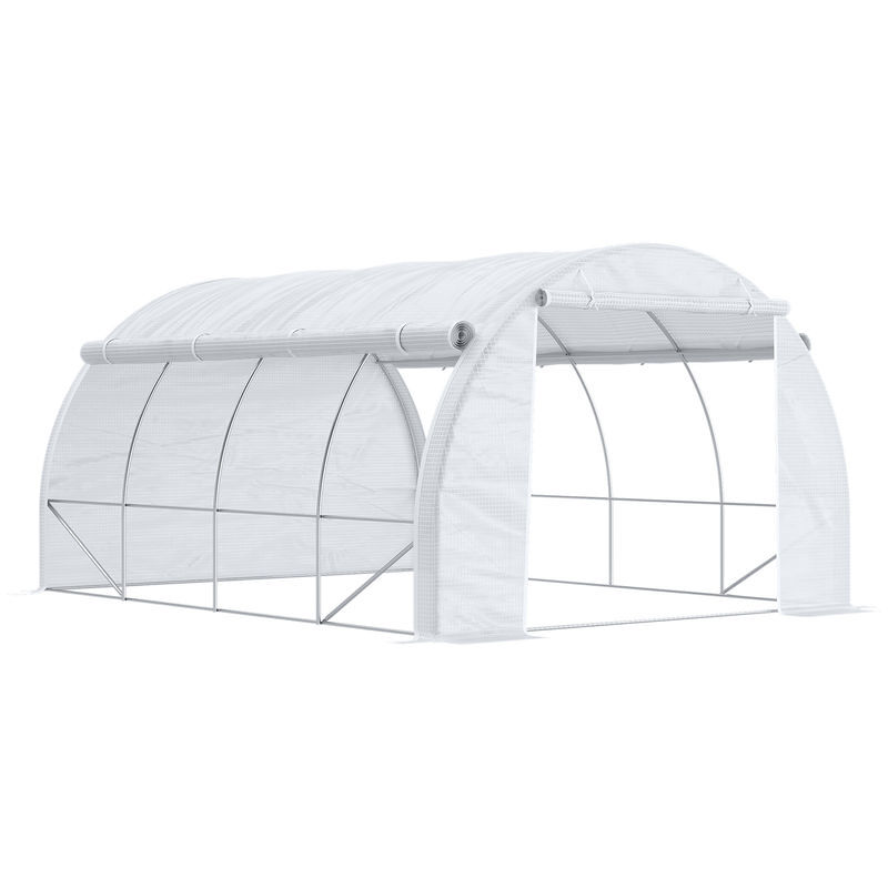 Outsunny estufa tipo túnel de jardim 4x3x2m com porta enrolável 8 janelas cobertura de pe 140g/m² e metal galvanizado para cultivos de plantas
