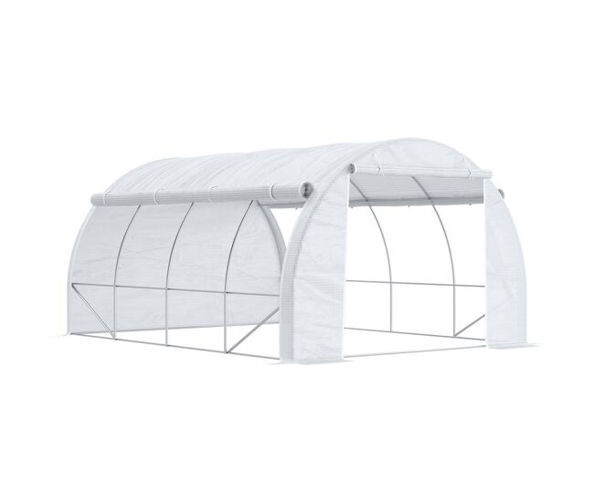 Outsunny estufa tipo túnel de jardim 4x3x2m com porta enrolável 8 janelas cobertura de pe 140g/m² e metal galvanizado para cultivos de plantas