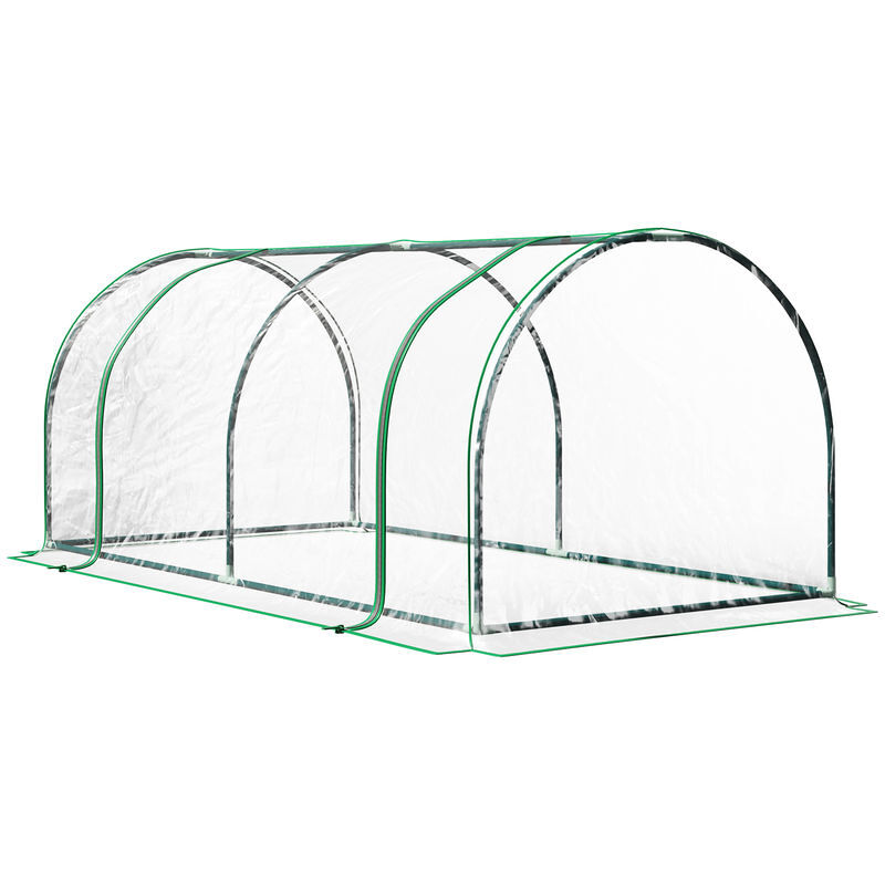 Outsunny estufa 200x100x80cm para jardim terraço cultivo de plantas estufa com estrutura de aço cobertura pvc transparente