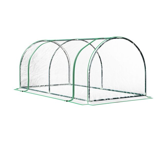 Outsunny estufa 200x100x80cm para jardim terraço cultivo de plantas estufa com estrutura de aço cobertura pvc transparente