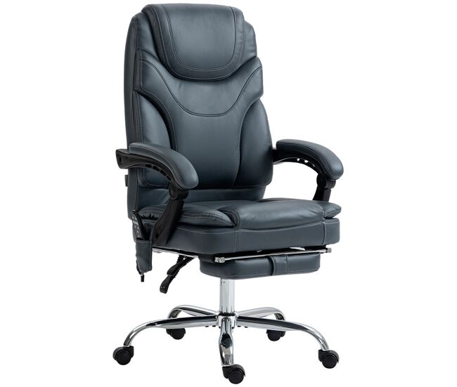Vinsetto cadeira de escritório com 6 pontos de massagem por vibração e aquecimento estofada em couro pu cadeira de escritório reclinável com apoio para os pés e altura ajustável 67x67x113-121 cm gris