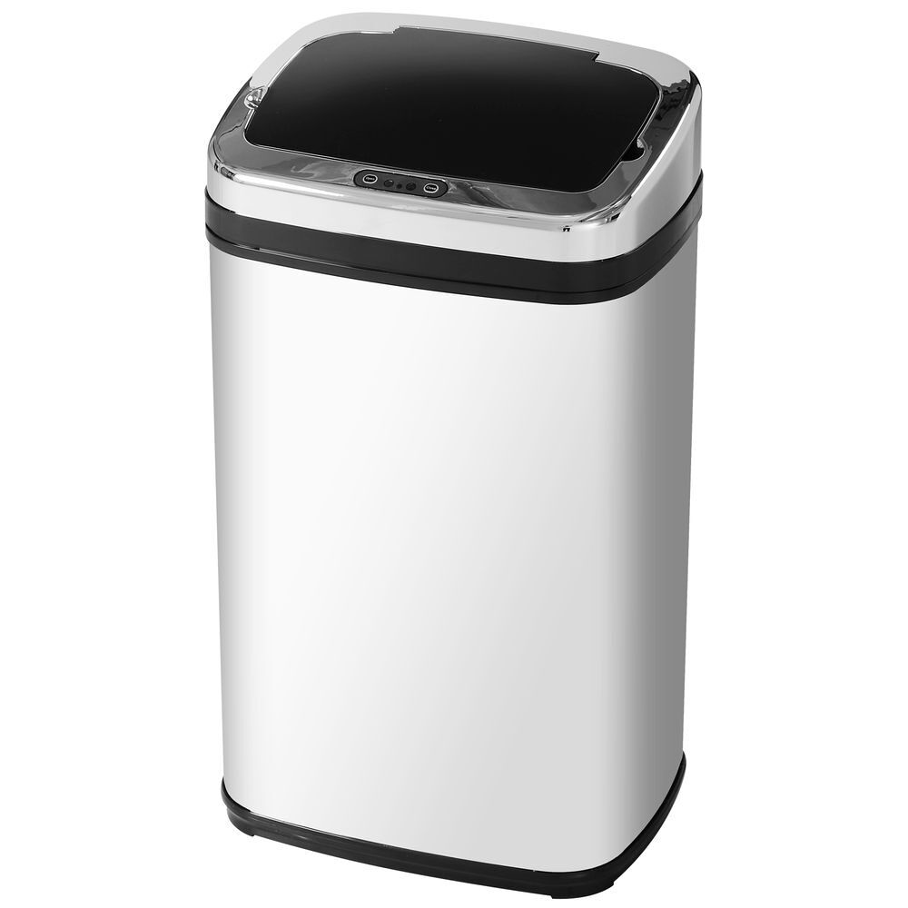 Homcom balde de lixo inteligente de aço inoxidável 30l com sensor infravermelho de abertura automática para cozinha dormitório casa de banho 33x25x58