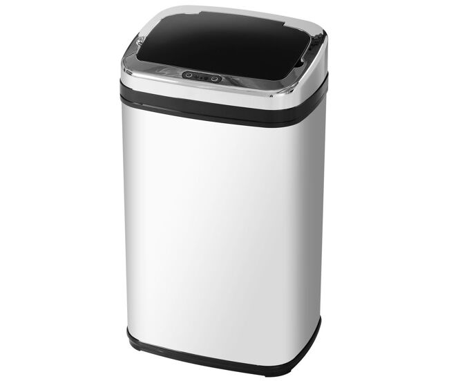Homcom balde de lixo inteligente de aço inoxidável 30l com sensor infravermelho de abertura automática para cozinha dormitório casa de banho 33x25x58