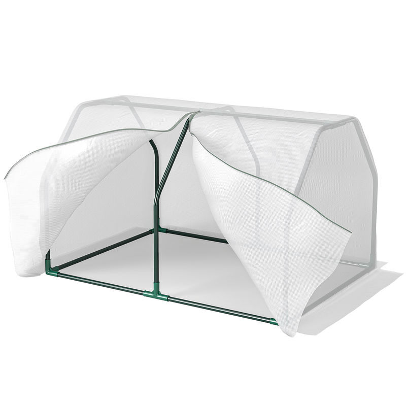 Outsunny estufa de jardim terraço 100x70x60cm estufa pequena com zíper pra cultivos de plantas flores estrutura de aço cobertura pe branco
