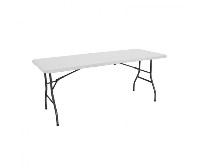 Mesa dobrável retangular de resina 180x74x74cm mesa externa multiuso, camping, eventos, externo, interno