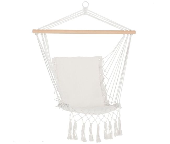 Outsunny cadeira suspensa com borlas cadeira rede suspensa de algodão capacidade 120 kg cadeira baloiço estilo moderno para interior e exterior 90x50