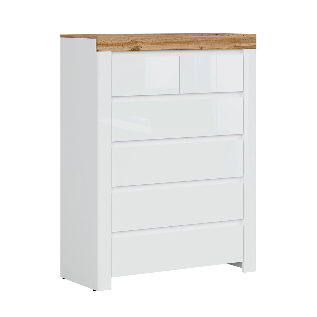 Cómoda 6 gavetas hella branco e madeira
