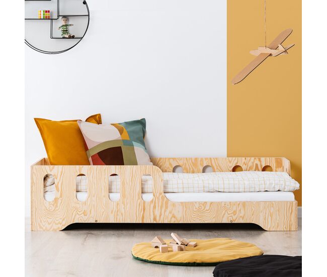 Cama 90x190 entrada direita com estrado de ripas estelle bois