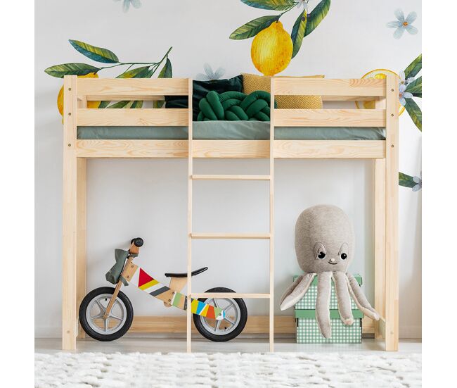 Cama de meia altura 90x190 inclusa base de ripas georges bois