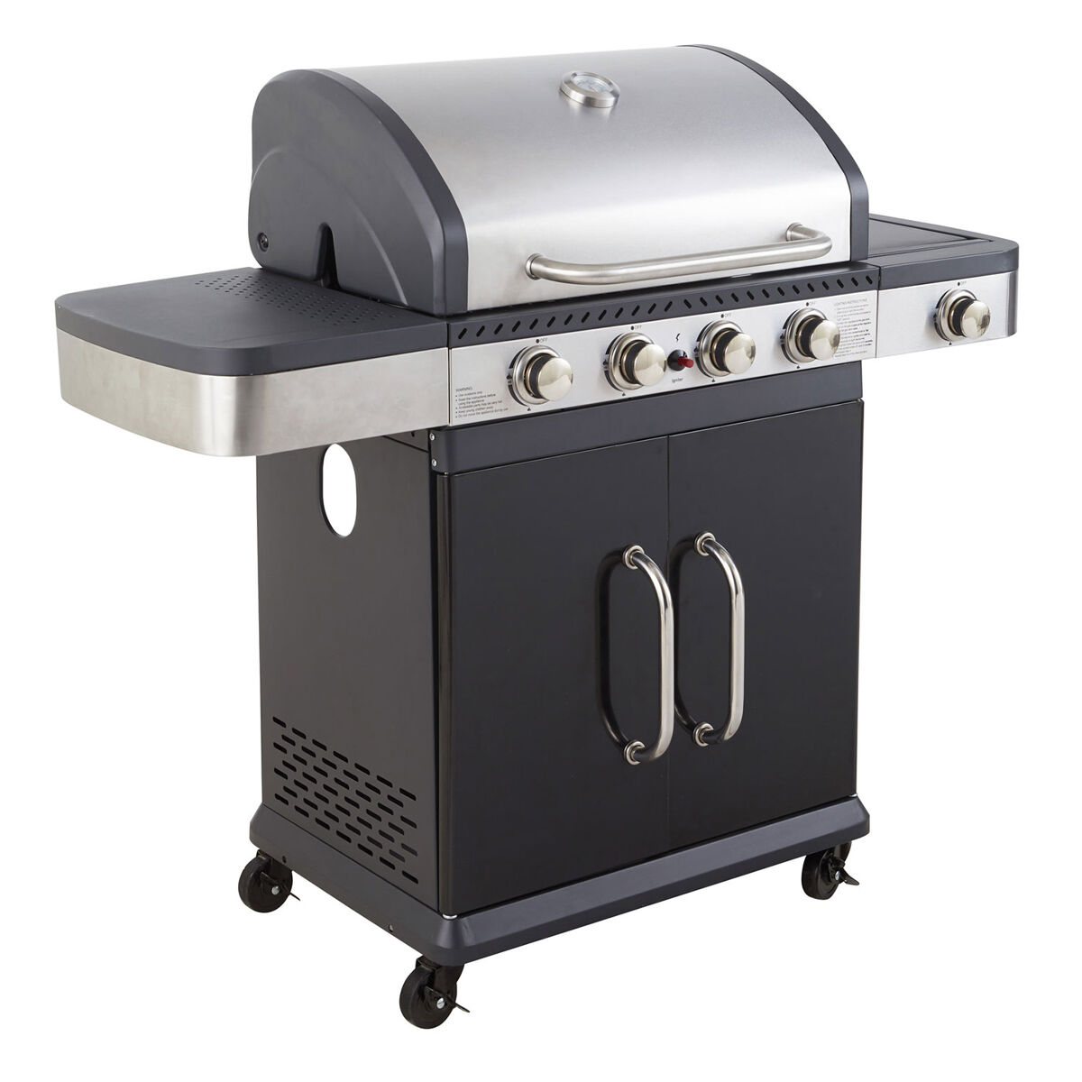 Cook'in garden - barbecue a gás fidgi 4 com termómetro - 4 queimadores + fogão de 14,5kw