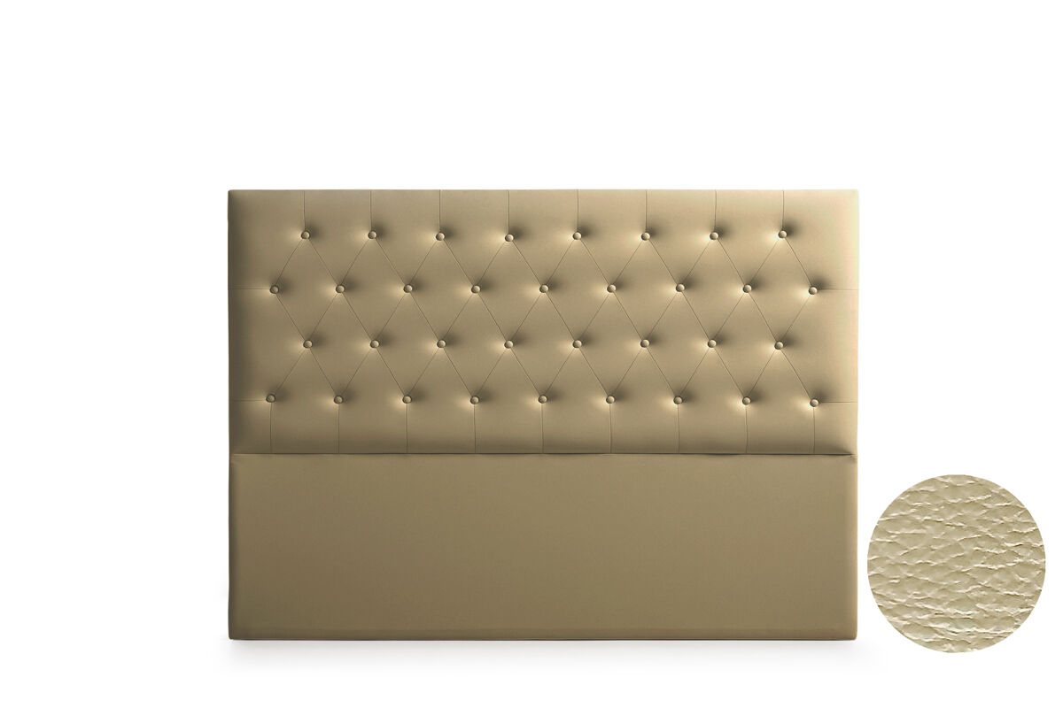 Cabeceira estofada ferrara pele sintética 130x120x8 cm - dourado - moonia
