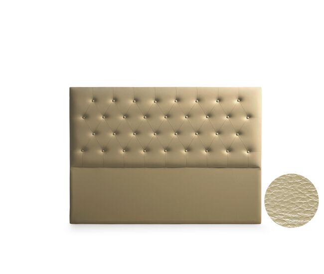 Cabeceira estofada ferrara pele sintética 130x120x8 cm - dourado - moonia