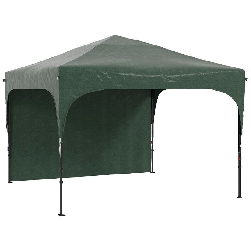 Outsunny tenda dobrável 3x3m com altura ajustável tenda de jardim com 1 parede lateral teto com ventilação 4 sacos de areia e bolsa de transporte para