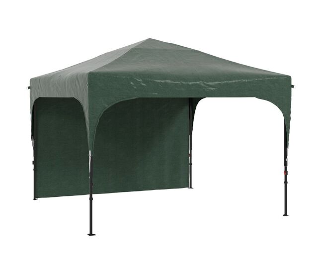 Outsunny tenda dobrável 3x3m com altura ajustável tenda de jardim com 1 parede lateral teto com ventilação 4 sacos de areia e bolsa de transporte para
