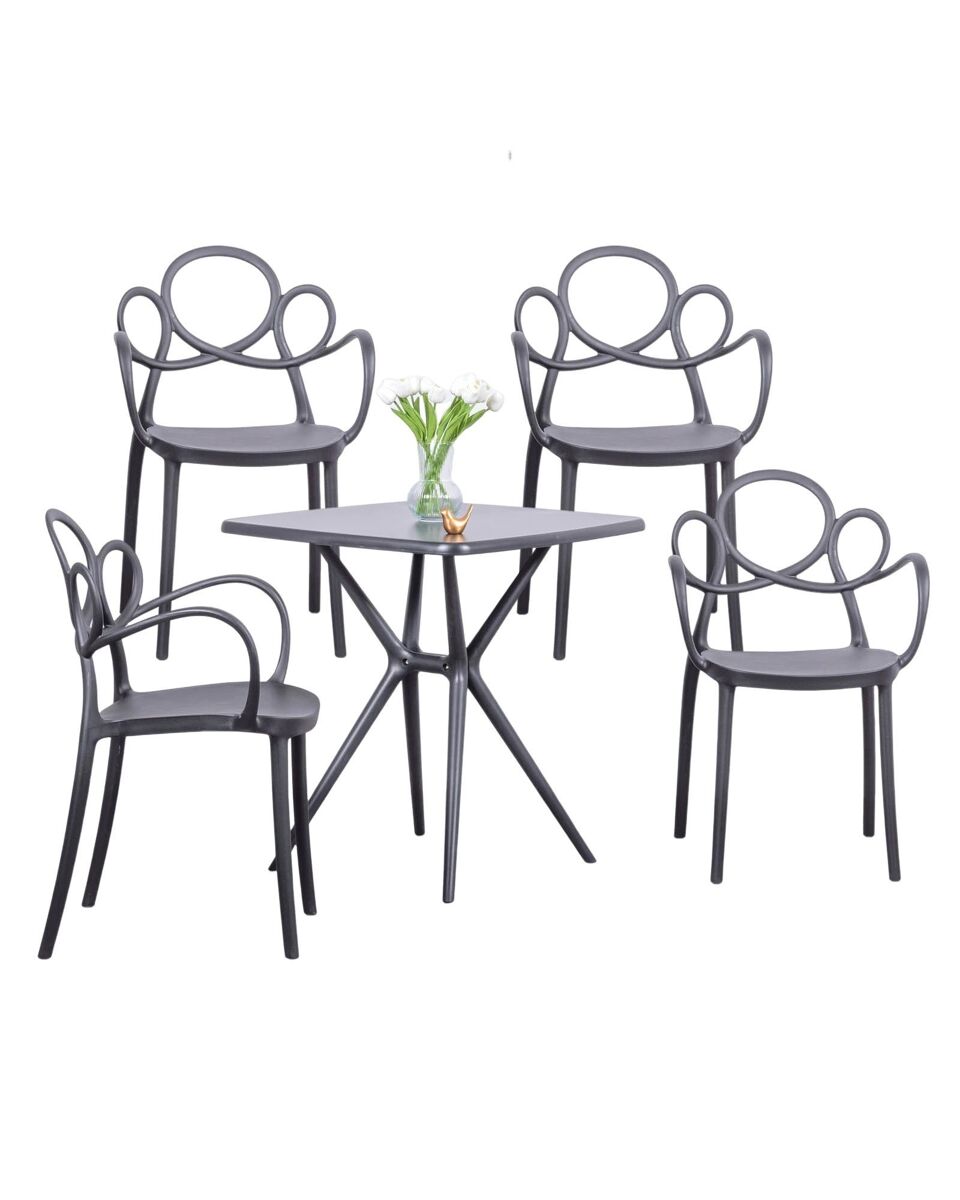 Conjunto de 4 cadeiras de design com braços e mesa para o jardim - dream