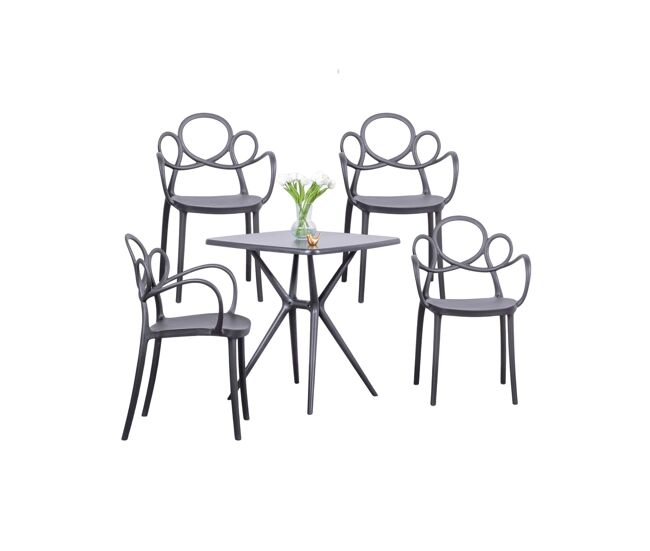 Conjunto de 4 cadeiras de design com braços e mesa para o jardim - dream
