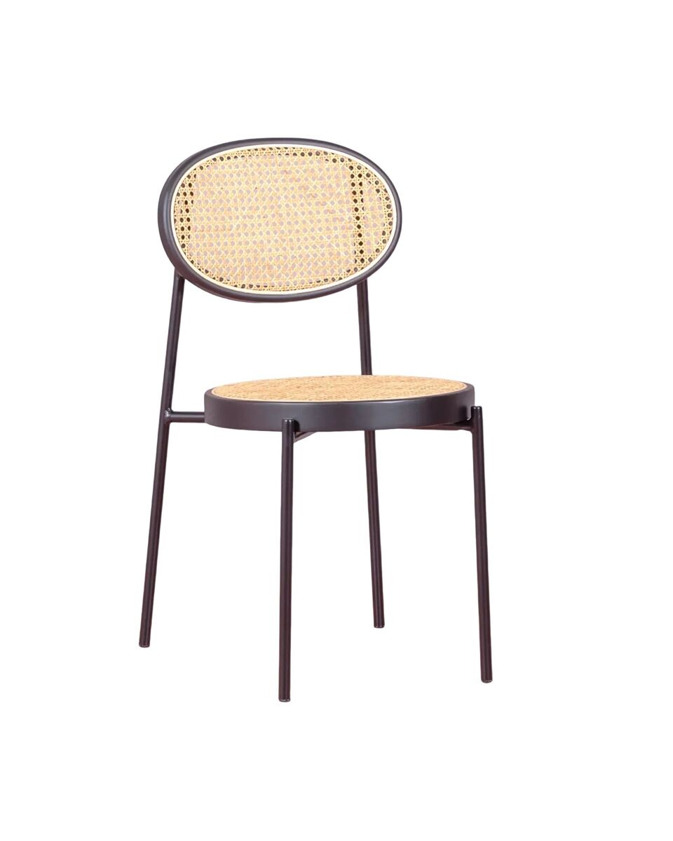 Cadeira de metal com acabamento em rattan natural - preston