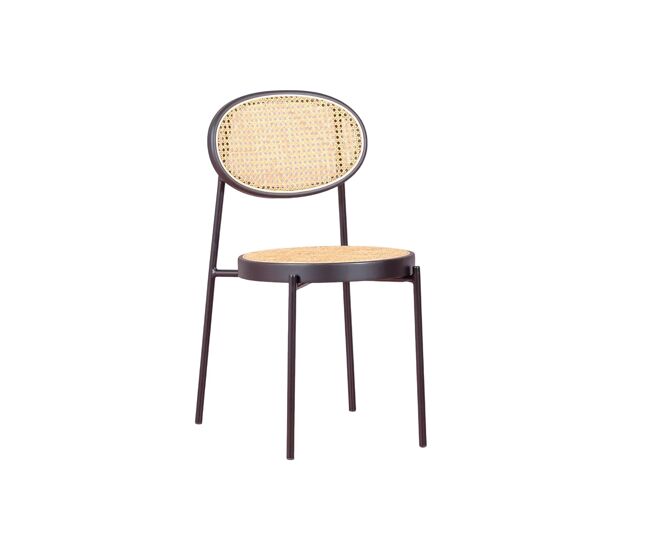 Cadeira de metal com acabamento em rattan natural - preston