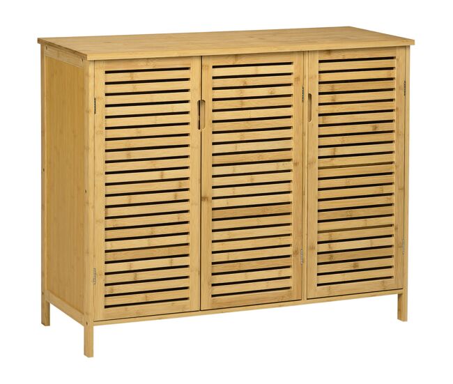 Homcom sapateira de entrada armário sapateira com 3 portas de persiana prateleiras ajustáveis para 16 pares de sapatos para corredor entrada 100x35x80