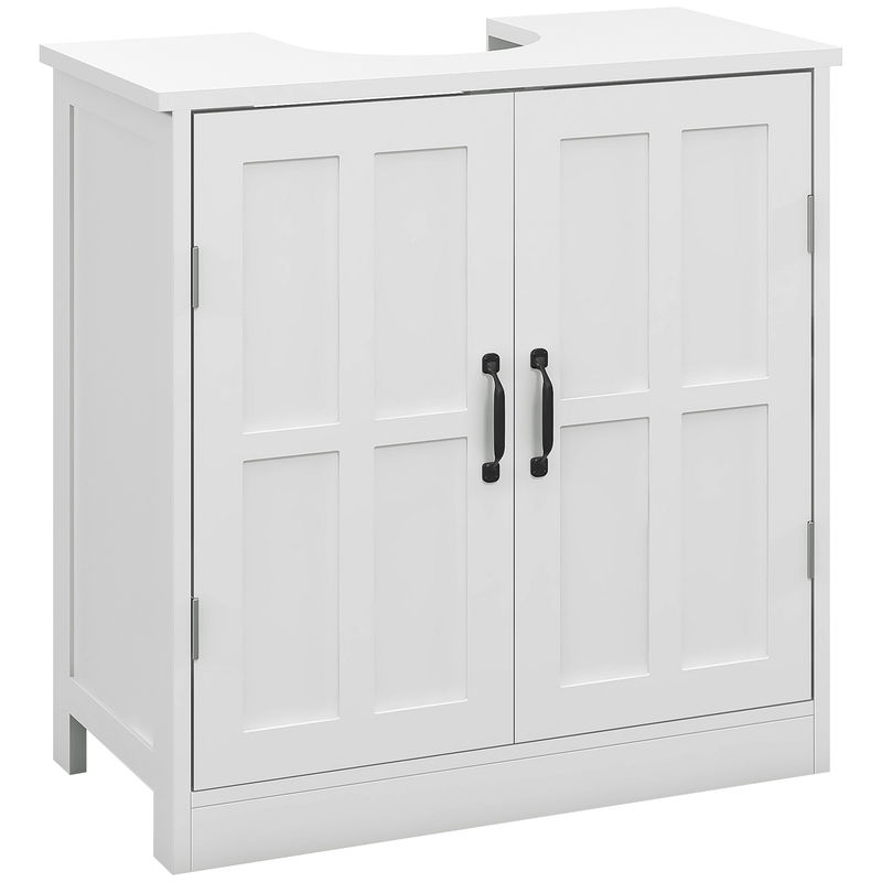Kleankin móvel para lavatório pousar armário para casa de banho com 2 portas e prateleira interior ajustável capacidade 20 kg 60x30x60 cm branco