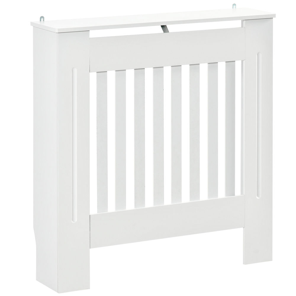 Homcom cobertura radiador branca 78x19x81 cm cobertura para radiador de mdf com desenho moderno e prateleira para sala de estar dormitório