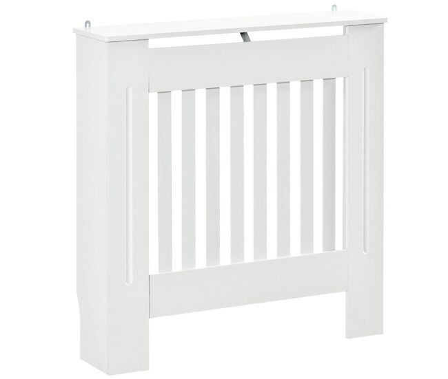 Homcom cobertura radiador branca 78x19x81 cm cobertura para radiador de mdf com desenho moderno e prateleira para sala de estar dormitório