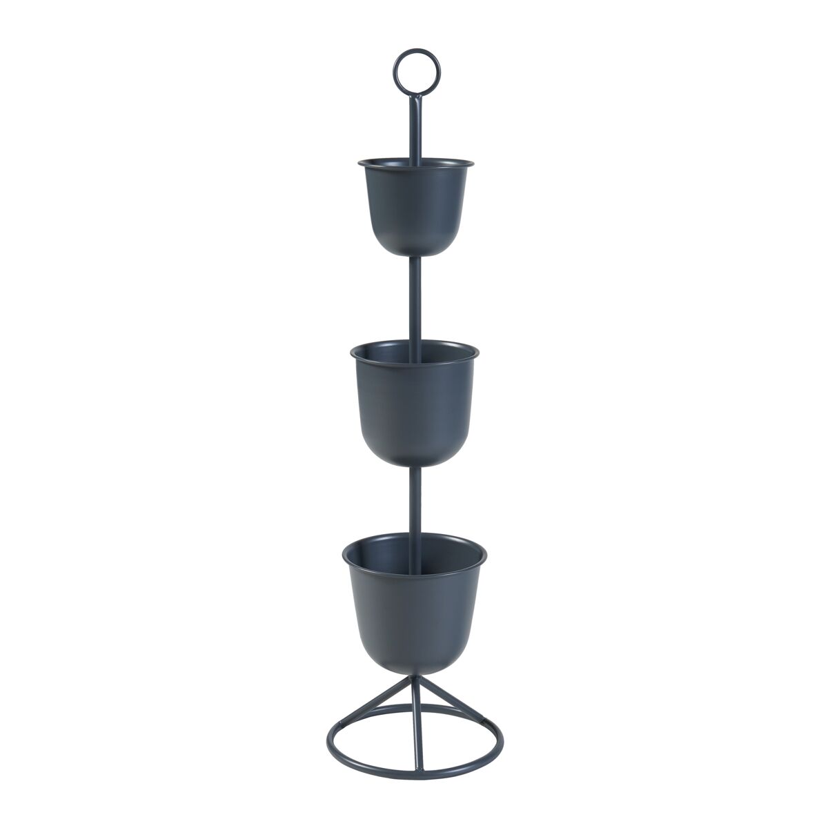 Suporte para plantas alphen com 3 vasos metálicos 110xø28cm - preto [en.casa]