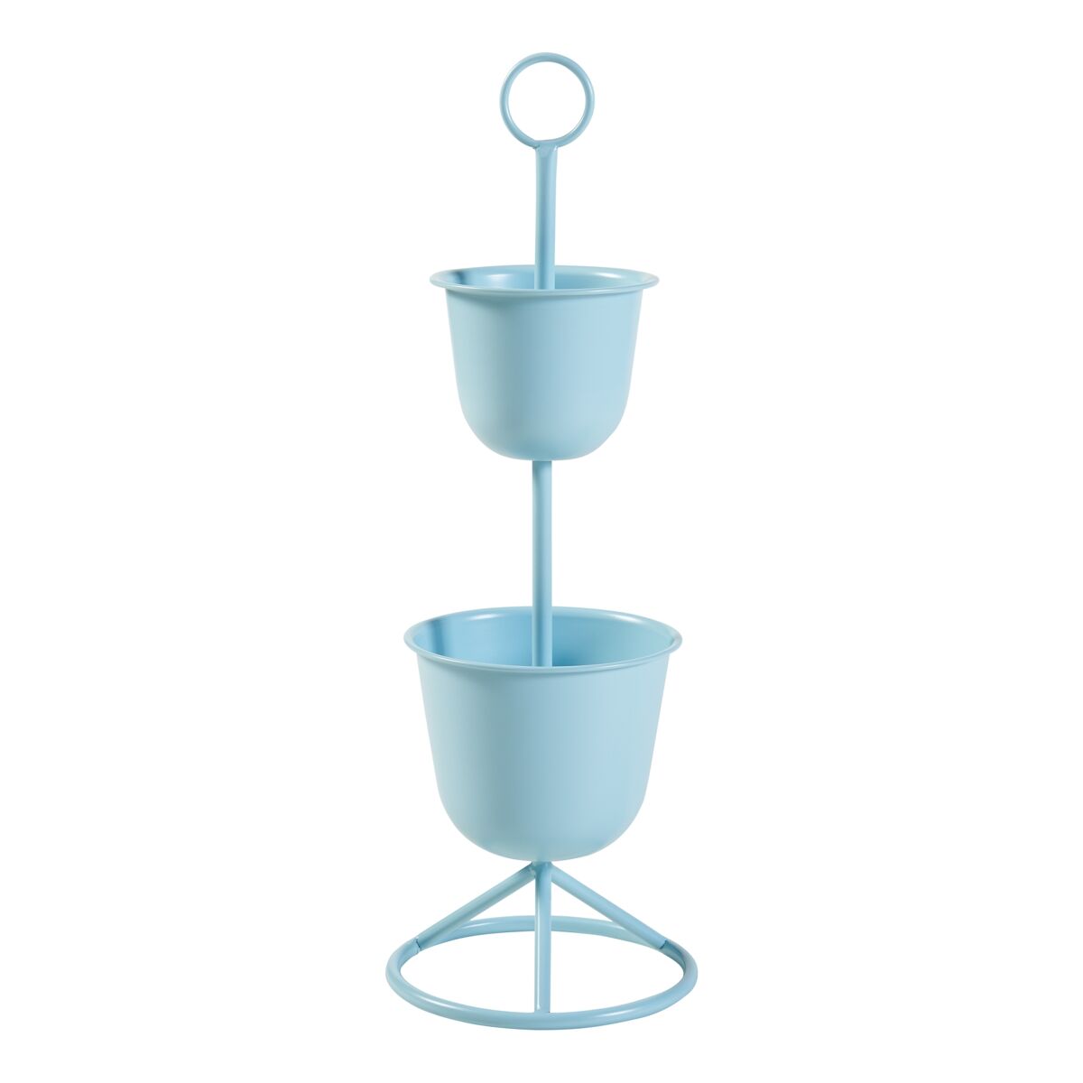 Suporte para plantas alphen com 2 vasos metálicos 77xø26cm - azul claro [en.casa]