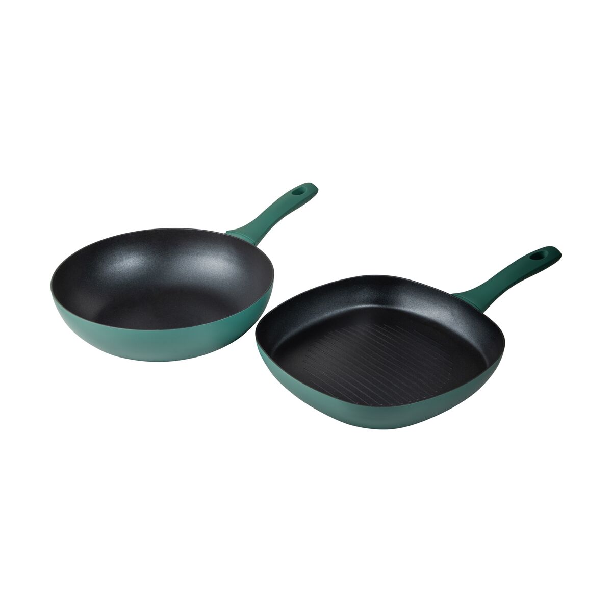 Conjunto de 2 panelas de indução pressionada por alumínio wok + grill san ignacio media