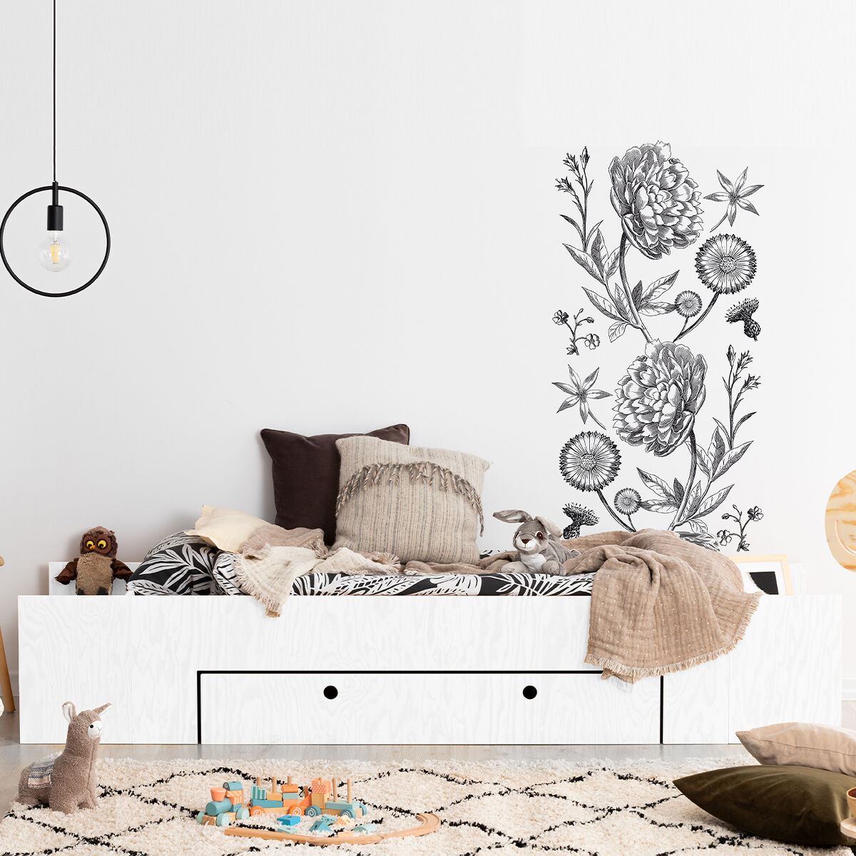 Cama 70x140 estrado de ripas e gaveta incluída tristan branco