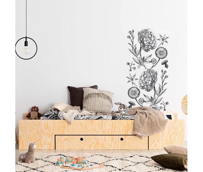 Cama 90x200 incluindo estrado de molas e gaveta tristan bois