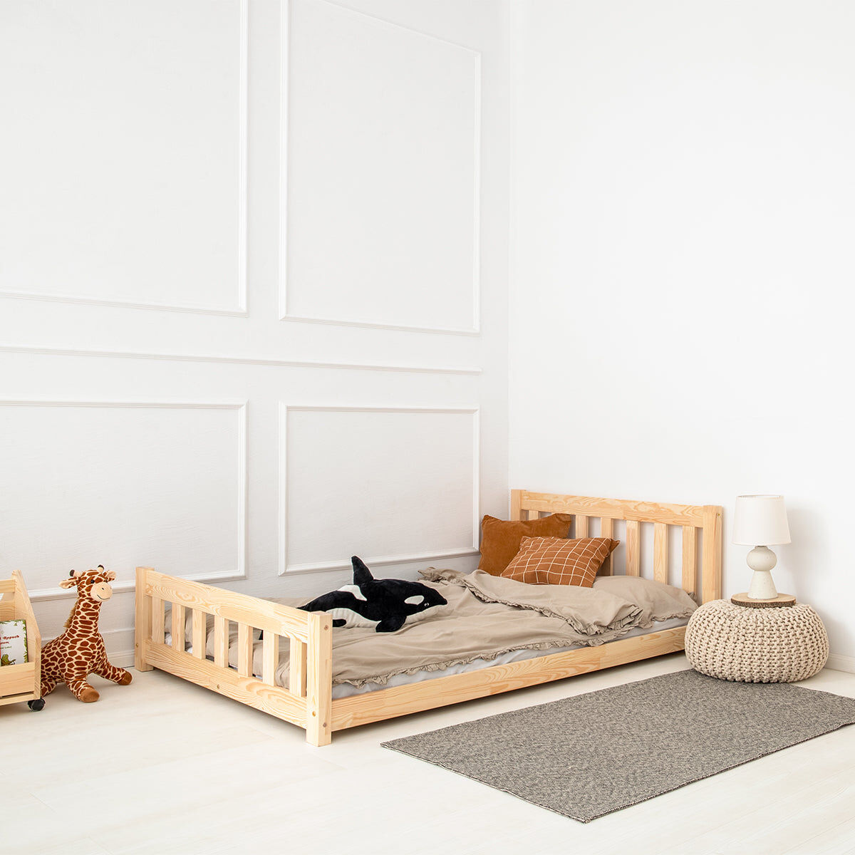 Cama 90x190 com estrado de ripas adeline bois