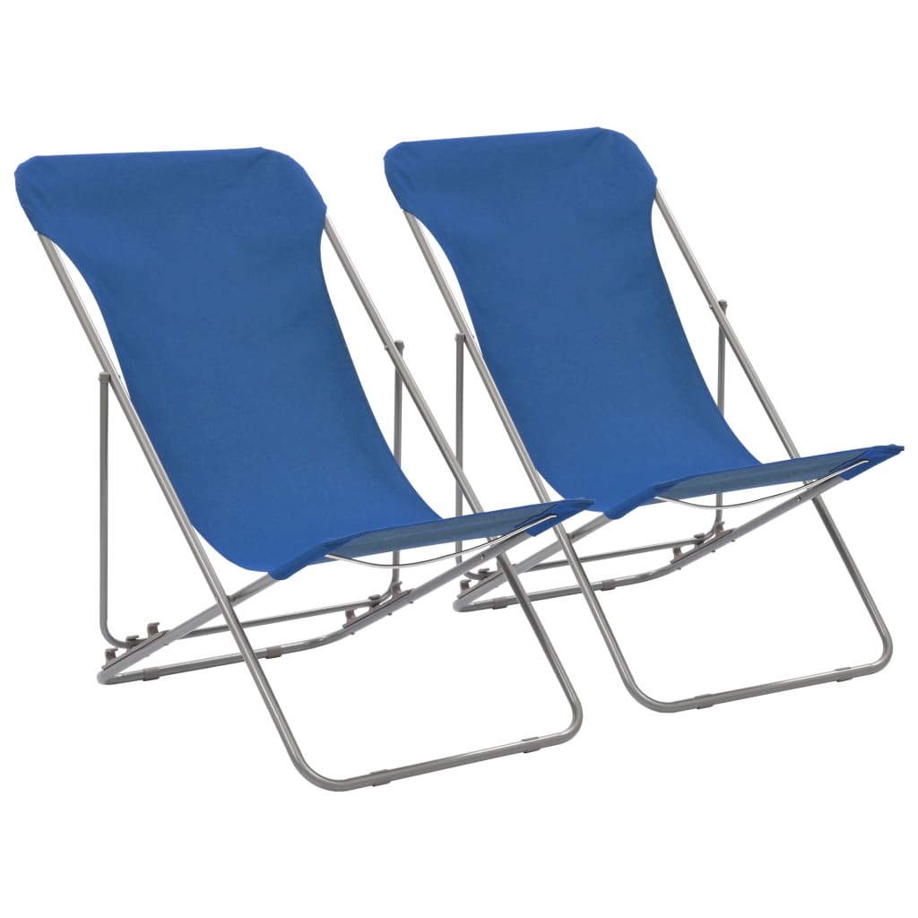 Vidaxl cadeiras de praia dobráveis 2 pcs aço e tecido oxford azul