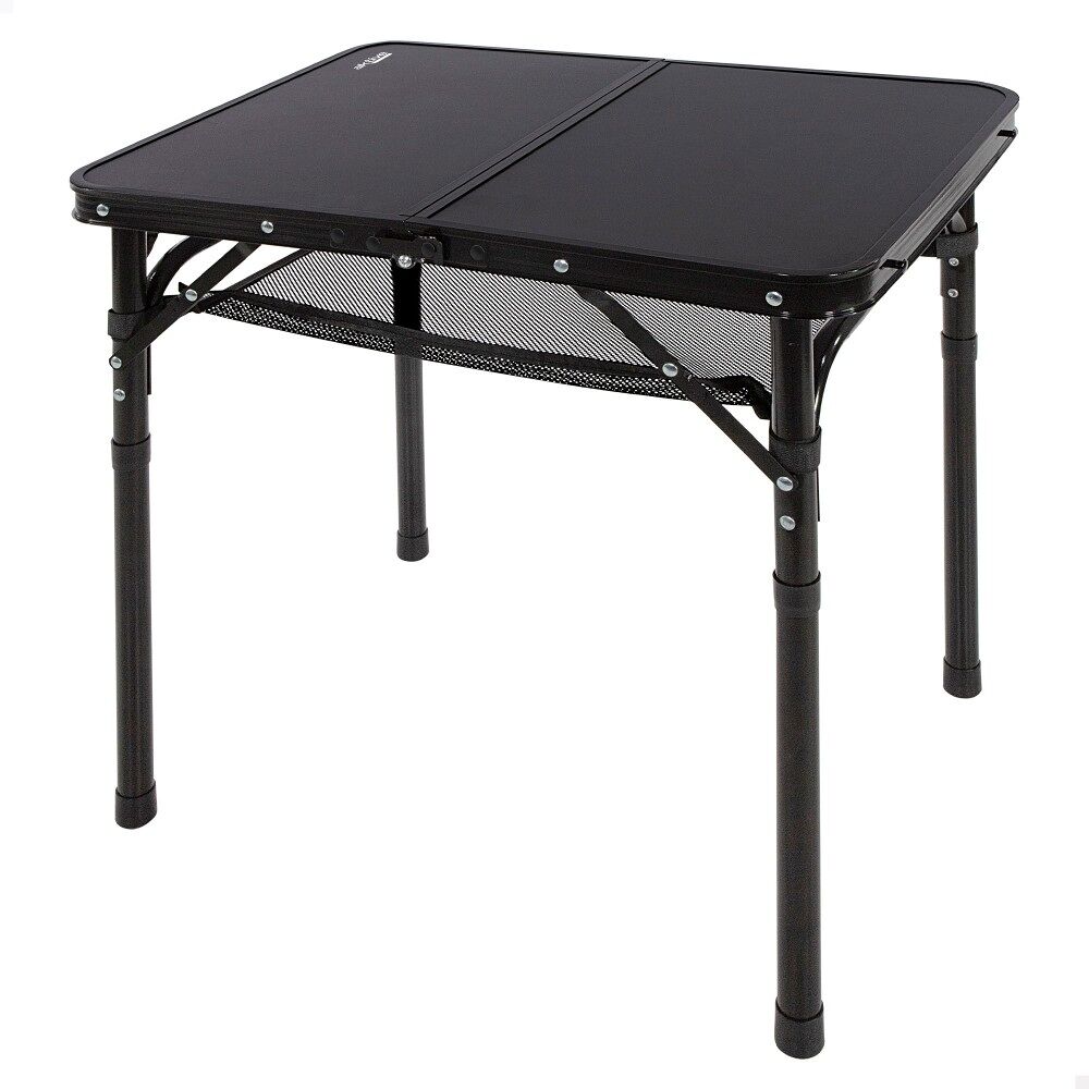 Aktive mesa de acampamento dobrável, regulável em altura e antiderrapante, preta c/rede