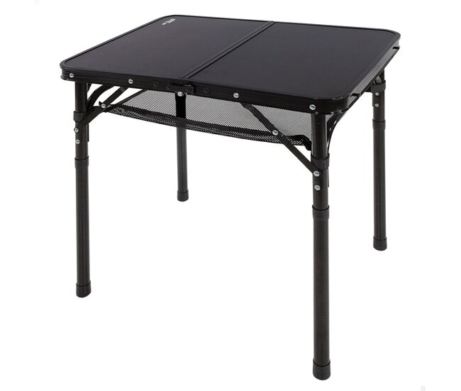 Aktive mesa de acampamento dobrável, regulável em altura e antiderrapante, preta c/rede