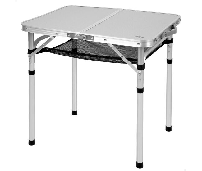 Aktive mesa de acampamento dobrável bege antiderrapante c/rede de apoio