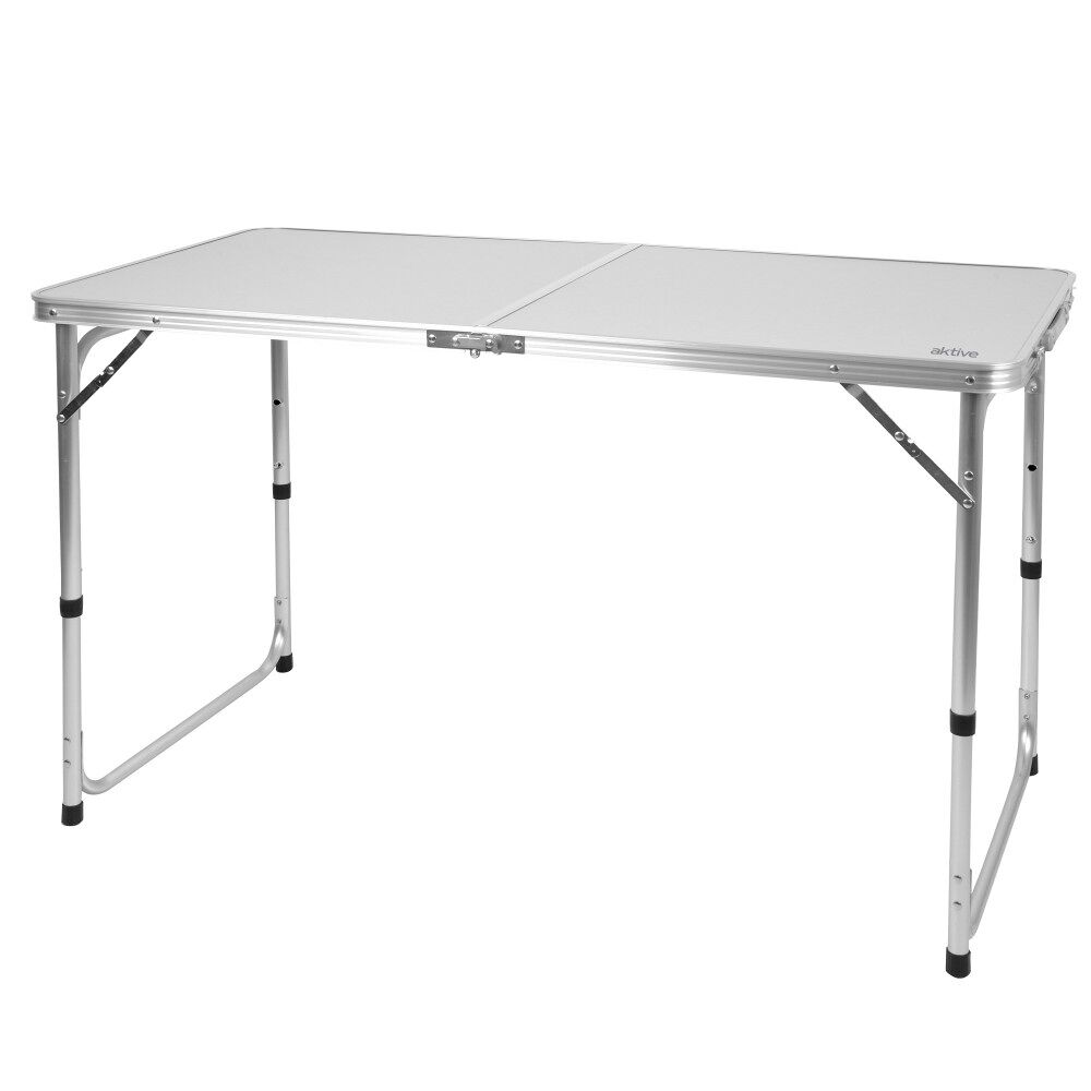 Aktive mesa de acampamento dobrável, regulável em altura e antiderrapante cinzenta