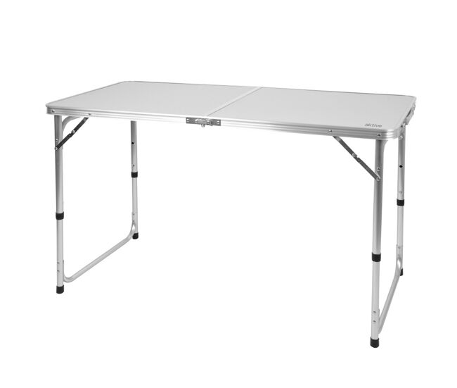 Aktive mesa de acampamento dobrável, regulável em altura e antiderrapante cinzenta