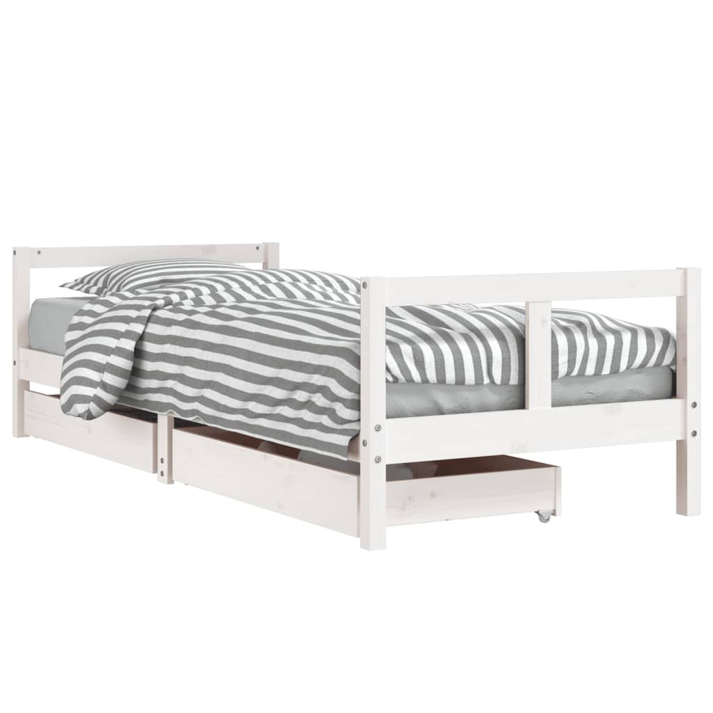 Vidaxl estrutura cama infantil c/ gavetas 80x200cm pinho maciço branco