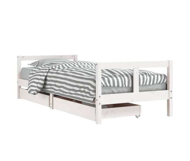 Vidaxl estrutura cama infantil c/ gavetas 80x200cm pinho maciço branco