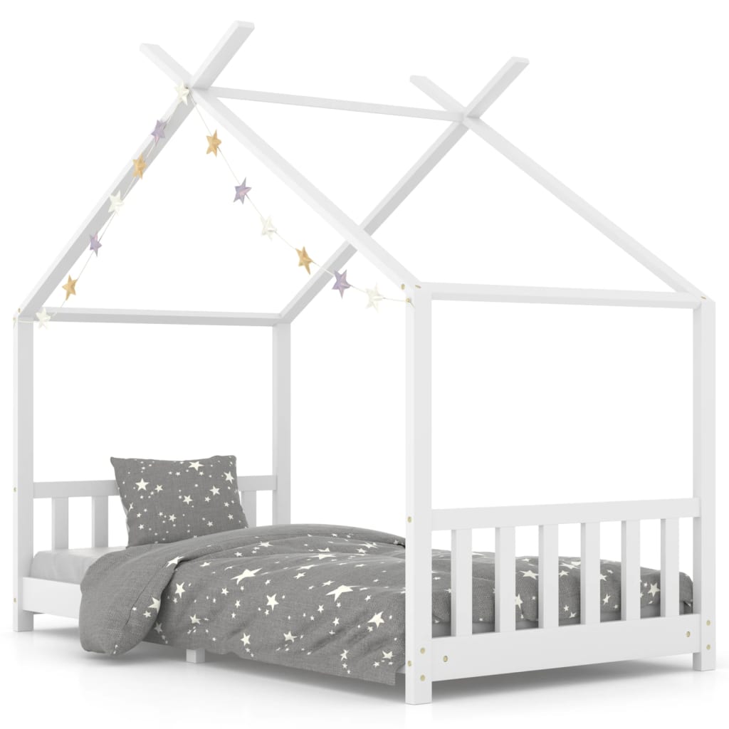Vidaxl estrutura de cama para crianças 90x200 cm pinho maciço branco
