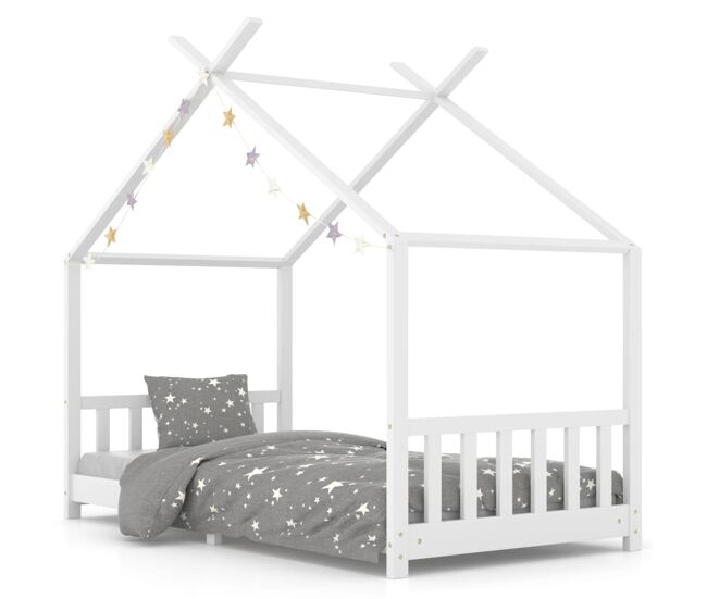 Vidaxl estrutura de cama para crianças 90x200 cm pinho maciço branco