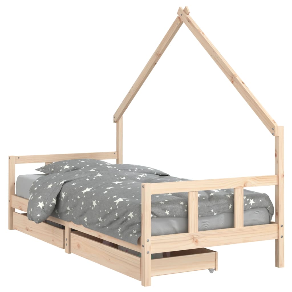 Vidaxl estrutura de cama infantil c/ gavetas 90x200 cm pinho maciço